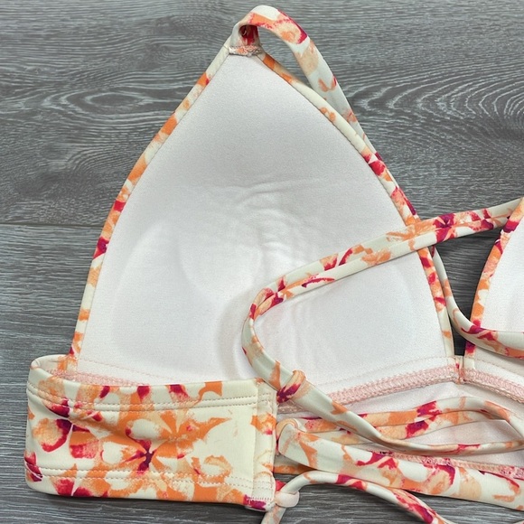 Adore Me Bikini Top Strappy Crossback Padded Watercolor Orange Floral L - Picture 5 of 10